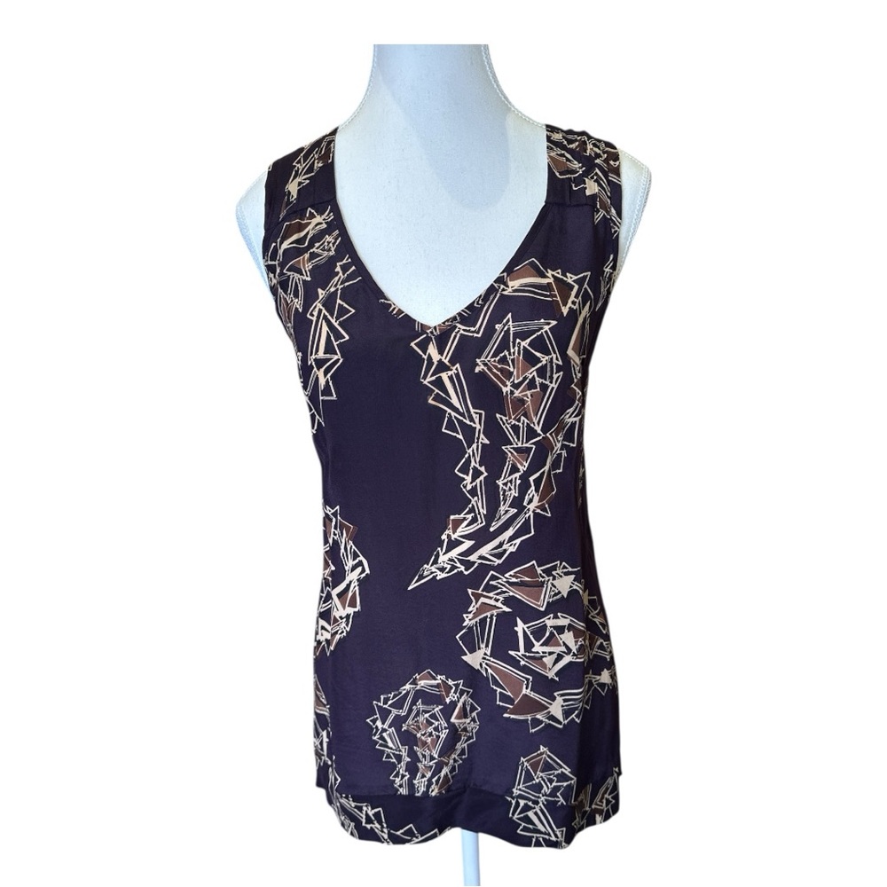 Silence + Noise Silk Purple Fitted Graphic Top